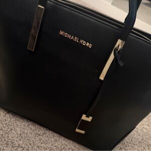 Michael Kors Black  Tote with Gold Hardware